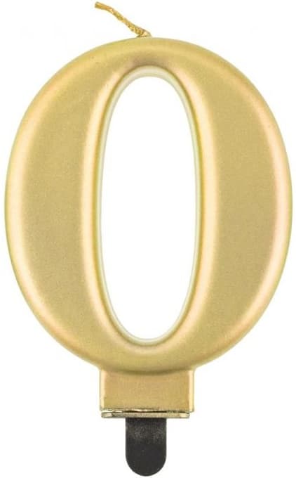 Stearinlys Nummer 0 ZERO Metallisk GULD 8cm