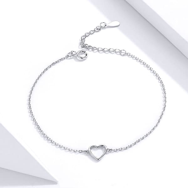Fint silverarmband med hjärta, silver 925