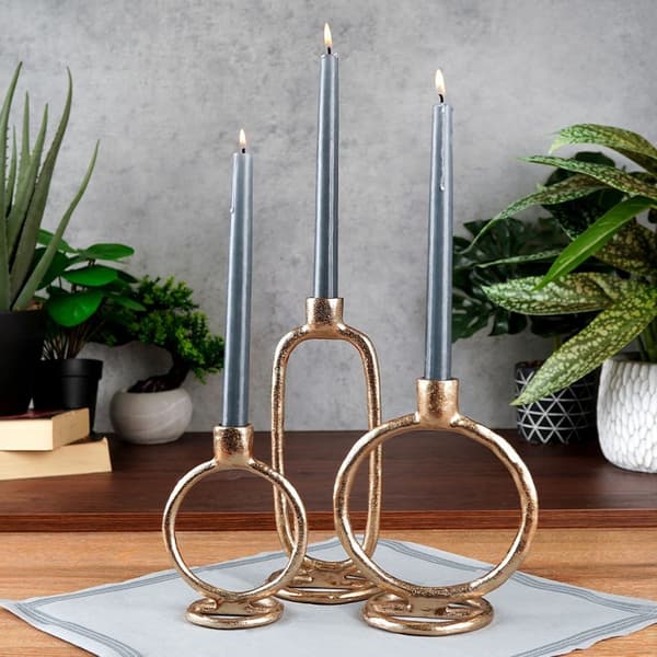 Aluminium ljusstake guld 19 cm