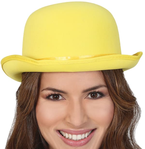 Elegant klovne bowlerhat gul disco