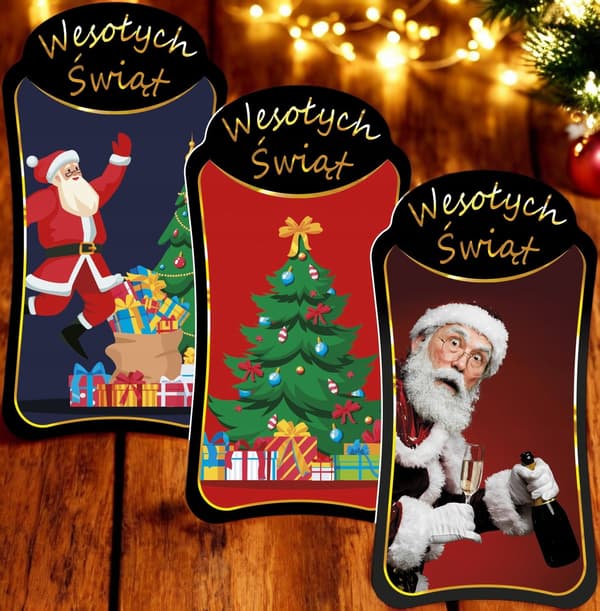 10x Premium Juletiketter för Likörflaskor Julklapp