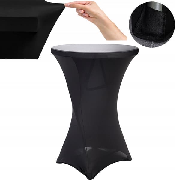 Elastisk hvid dug til cocktailbord diameter 80 cm højde 110 cm