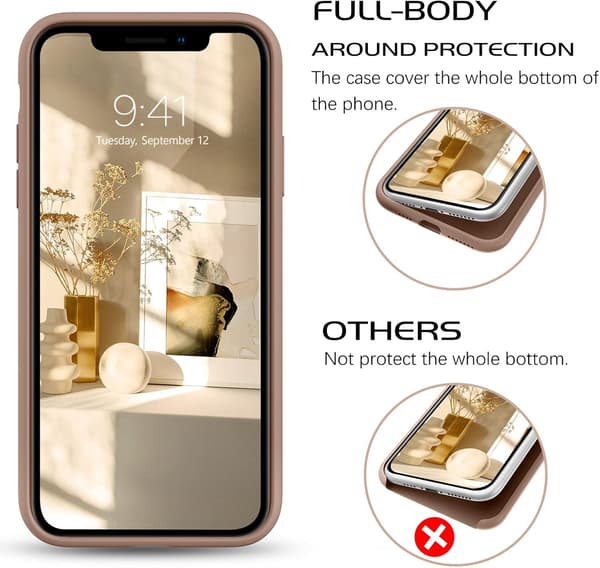 Apple iPhone 11 Pro Max -kotelo, ruskea silikonitausta