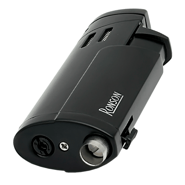 RONSON CYCLON BLACK 3 JET lighter med cigarpunch, glødetråd