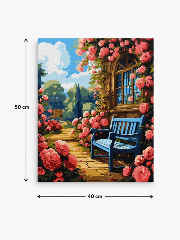 Målning med siffror med ram Blomsterträdgård 40x50 cm