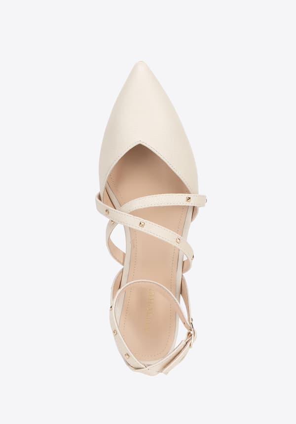 Wittchen Damläder ballerinaskor med metallaccent, beige, naturläder