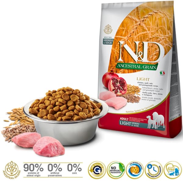 FARMINA N&D ANCESTRAL GRAIN DOG LIGHT - KYLLING, SP