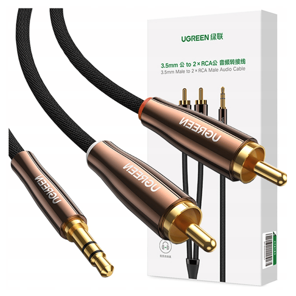 UGREEN AV170 Kabel 2x RCA (Cinch) jack 3,5 mm, 2m (sort)