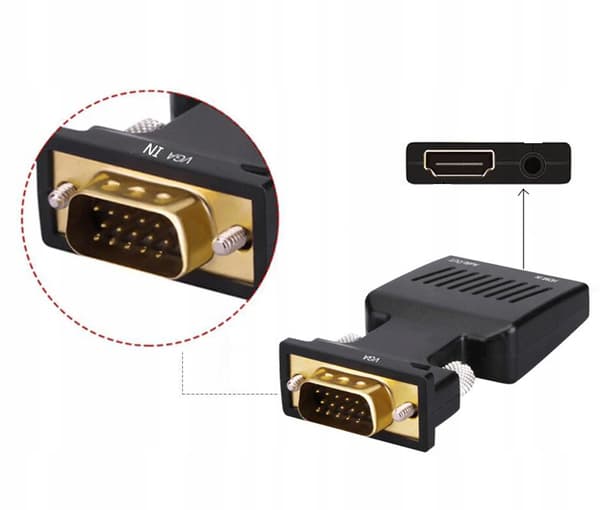 VGA-HDMI-muunninsovitin D-SUB-FULL HD + ÄÄNI