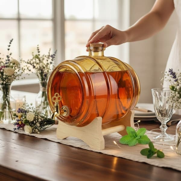 GLASFAT 4L HONNINGFAT med hane til bryllupsgave