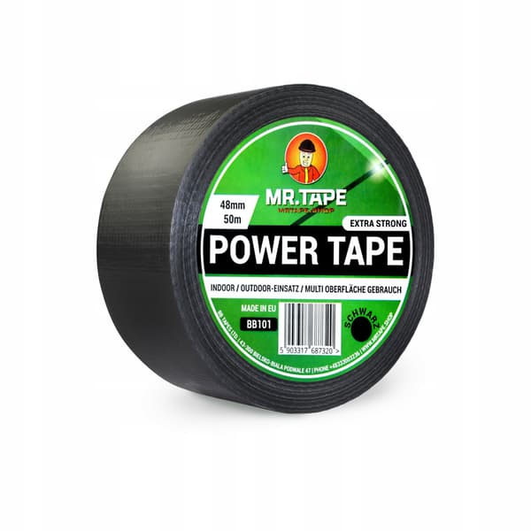 MrTape Sort Gaffatape 48mm/50m Stærk Powertape Forstærket