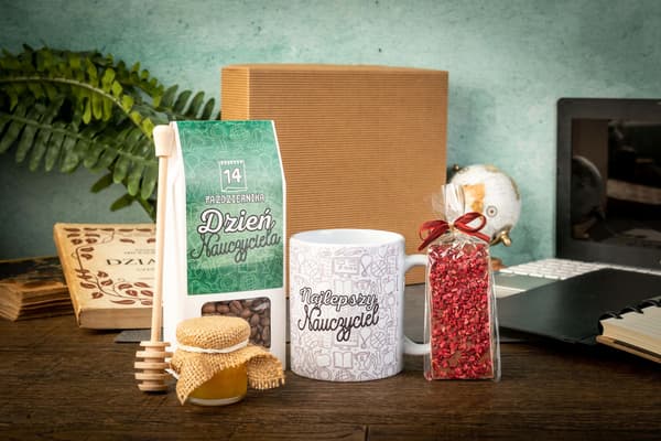 Gave lærerens dag kop kaffe honning tryk gaveæske