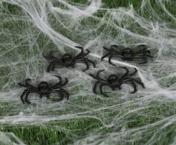 Dekorationssæt Edderkopper Sort Halloween 4 stk. 8 cm