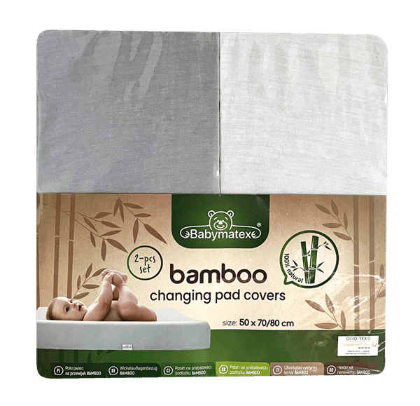 BAMBOO Skötbordsöverdrag 2-pack 50x70/80 Vit