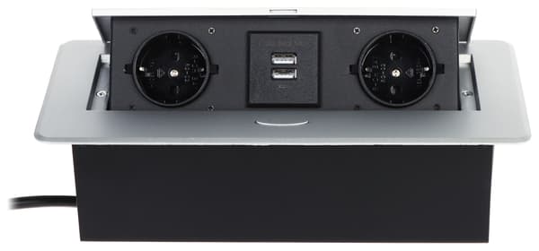 MØBELSTYREKONTAKT FPS-2S2U/KABEL (2 STIKKONTAKTER + 2 USB)