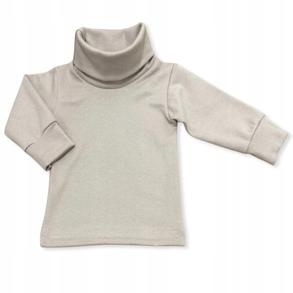 Barn varm polotröja 110 cm beige höghalsad blus