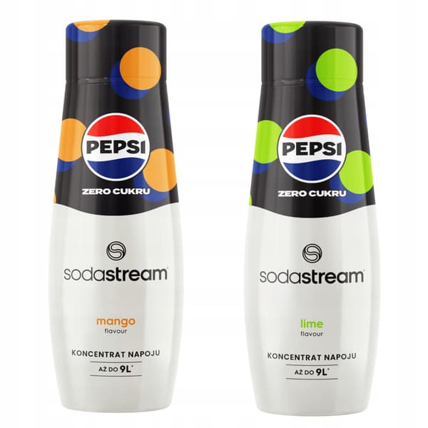 Sæt med 2 koncentrater og sirupper. Sodastream Pepsi MAX Mango + Pepsi Max Lime
