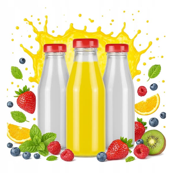 100x Juiceflaskor JUICE 200 ml GLASFLASKOR för juice med skruvkork 0,2 l