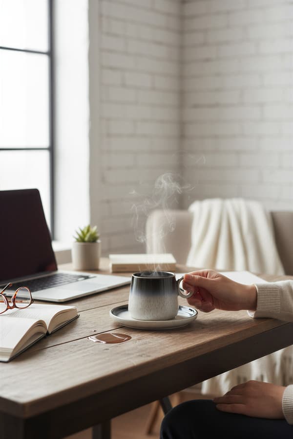 KOP MED UNDERKOP 250 ML TIL KAFFE TE KERAMIK LUNA LINE