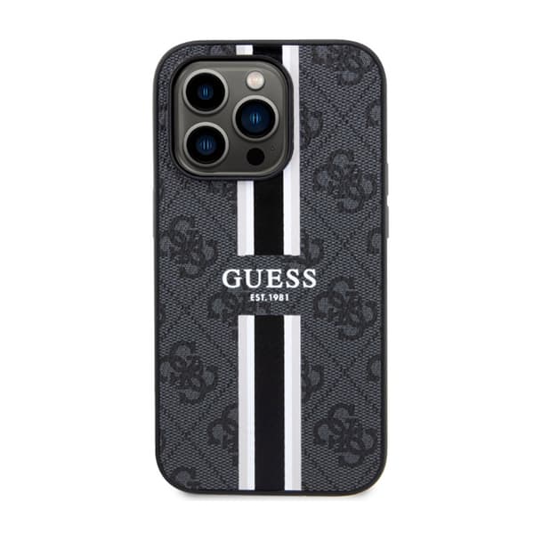 Guess 4G Printed Stripes MagSafe - iPhone 14 Pro Max -kotelo (musta)