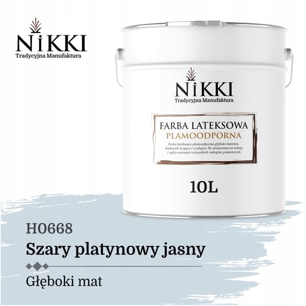 Latexmaling Pletresistent Farve Lys Platingrå H0668 10L Mat