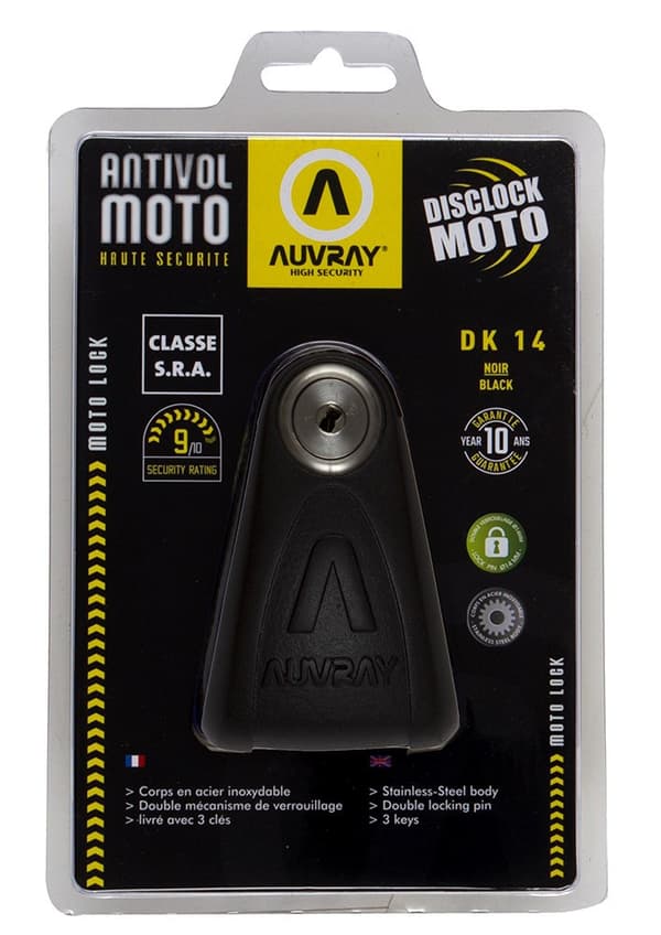 AUVRAY DK14 skivelås - sort, stiftdiameter 14 mm (SRA og ART klasse)
