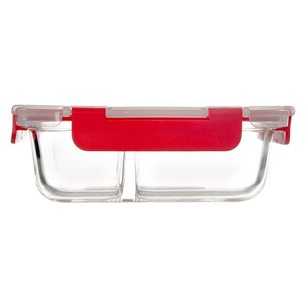 Glas matbehållare med lock och tätning, delad, 950 ml