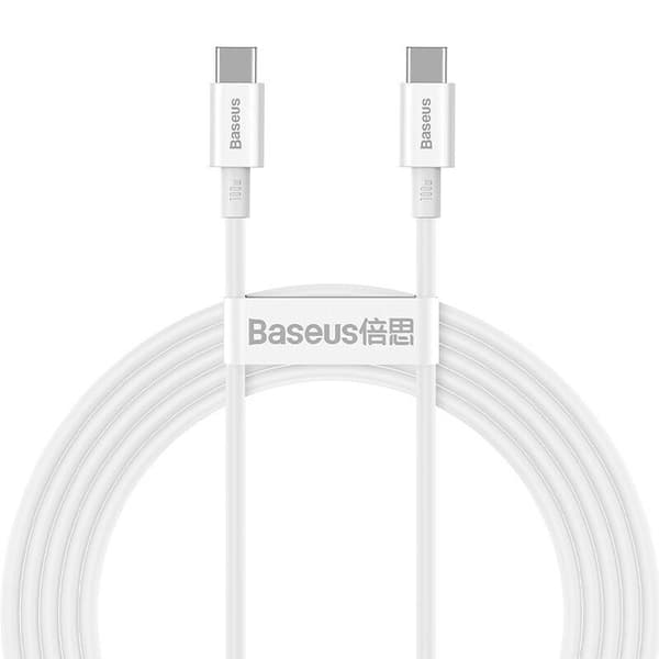 Baseus Superior Series USB-C till USB-C-kabel, 100W, 2m (vit)