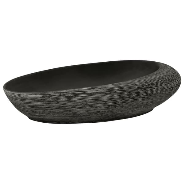 vidaXL bordvask, grå og sort, oval, 59x40x14 cm