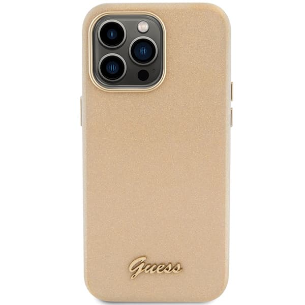 Guess GUHCP15XPGMCSD iPhone 15 Pro Max 6,7" guld/lys guld hårdt cover Glitter Glossy Script