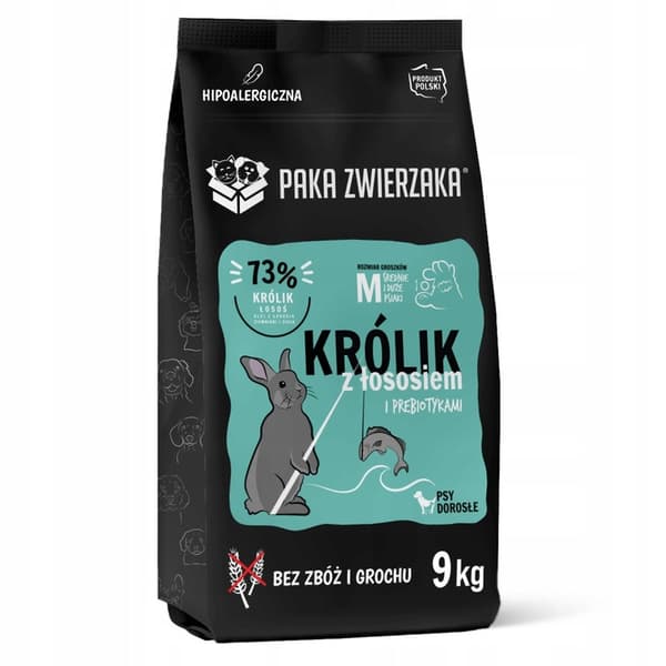 Paka Zwierzaka tørfoder til hunde 9 kg Kanin med laks