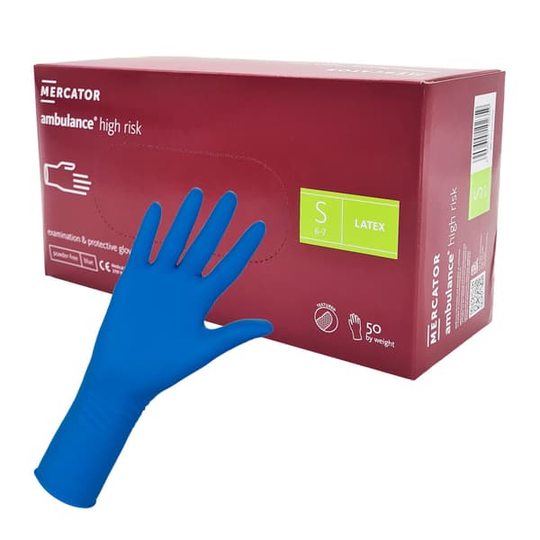 Latexhandsker S blå Mercator Ambulance High Risk 50 stk.