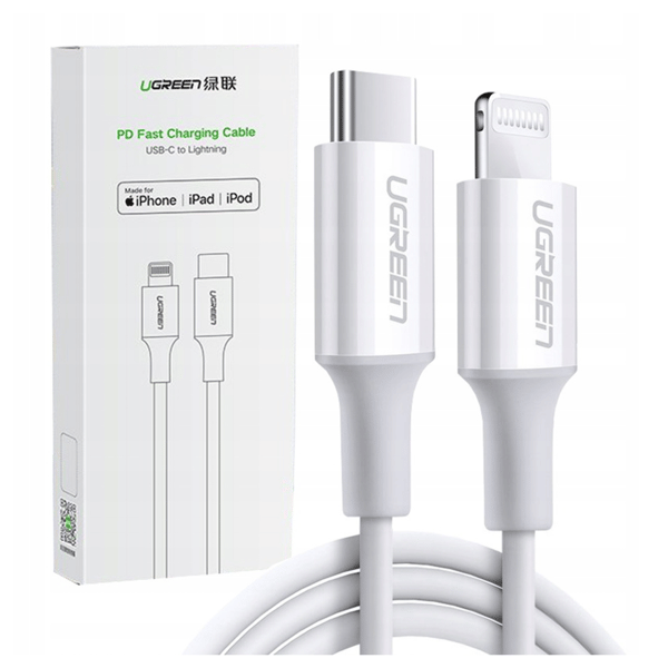 Lightning til USB-C-kabel UGREEN 3A US171, 1,5m (hvid)