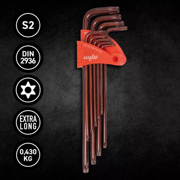 MJW Pitkä TORX-kuusioavainsarja reiällä