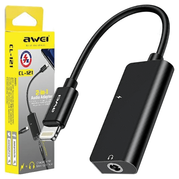 AWEI Adapter CL-121 Lightning-Lightning/Jack 3.5 2w1 sort/sort