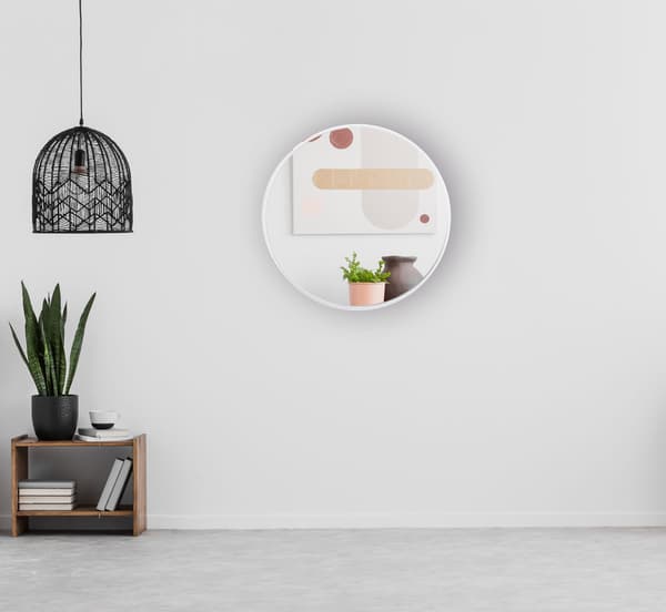 Rund spegel 70 cm, MDF-ram, vit