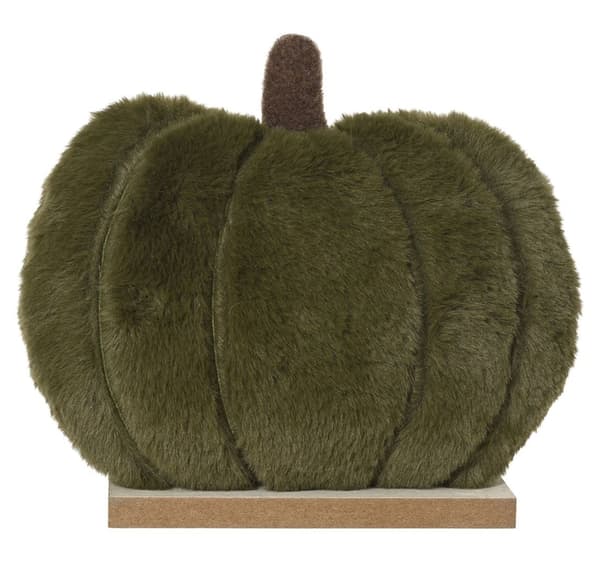 Höstpumpa till Halloweenbord, polyester, grön, 21 cm, 1 st.