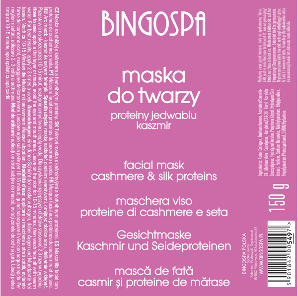 BINGOSPA ansiktsmask med kashmir- och siden protein