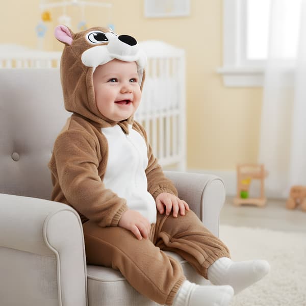 Brun bamse-onesie-pyjamaskostume til baby 120 cm: 95-103 cm