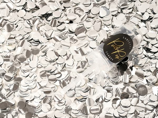 Push Pop konfettipoppers, silver, 1 st.