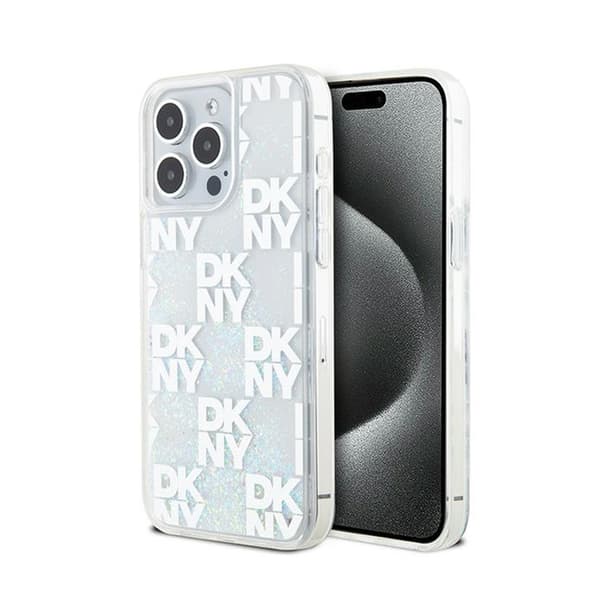 DKNY Liquid Glitter Multilogo - iPhone 15 Pro Max-skal (vitt)