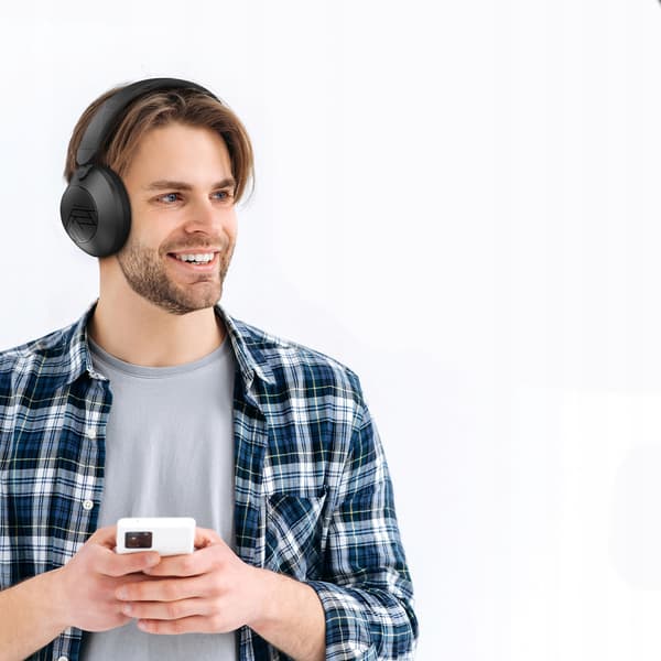 PowerLocus Orion Sorte Trådløse Bluetooth Hovedtelefoner MikroAUX Etui 70 timer