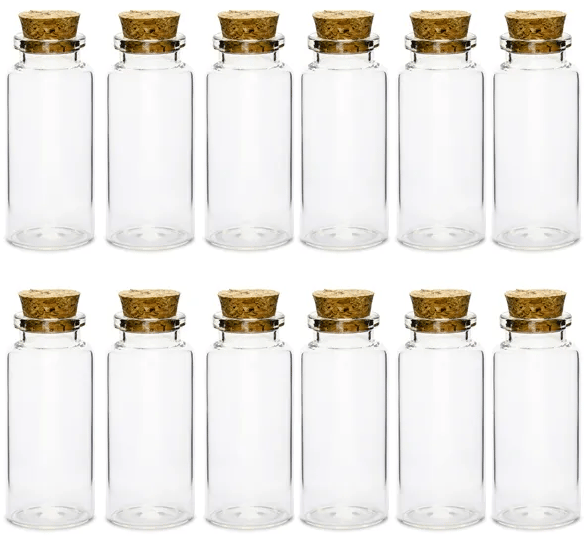 Glasflaskor med kork 7,5 cm 12 st.