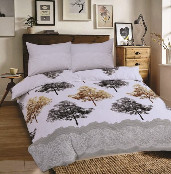 Satinsängkläder 220x200 deSATIN RANFORCE R20 Grå Guld Träd