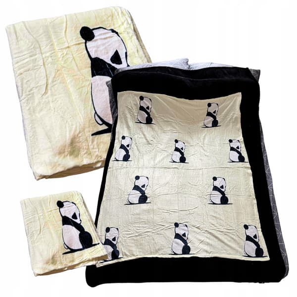 Varm vinter fleece panda tæppe 130x150