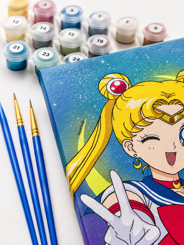 Maleri efter tal med ramme Sailor Moon maleri billeder 40x50 cm