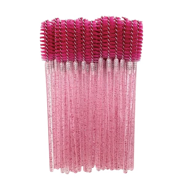 Ögonfransspiralborstar rosa glitter engångs 9,8 cm 50 st.