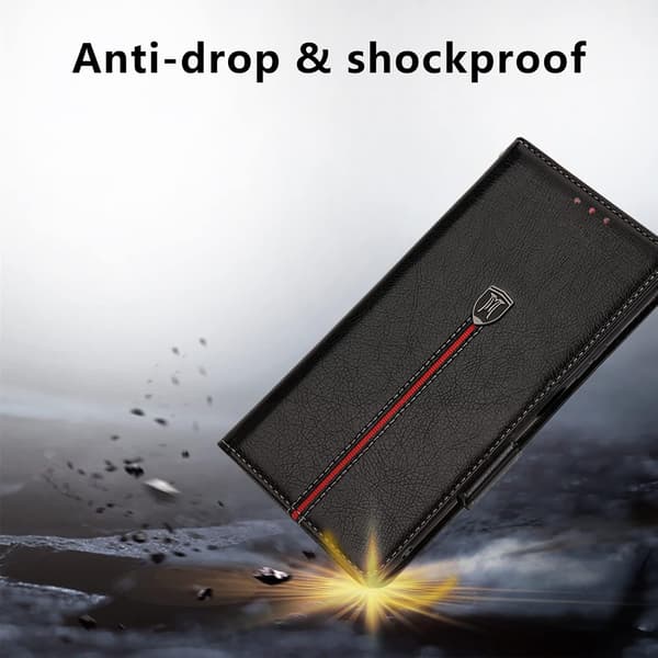 FLIP-ETUIS TIL XIAOMI POCO X4 PRO PU-LÆDER SORT MED RØD STRIBE