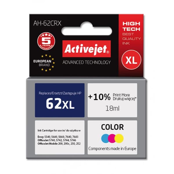 ActiveJet farveblæk til HP 62XL C2P07AE, 18 ml, trefarvet