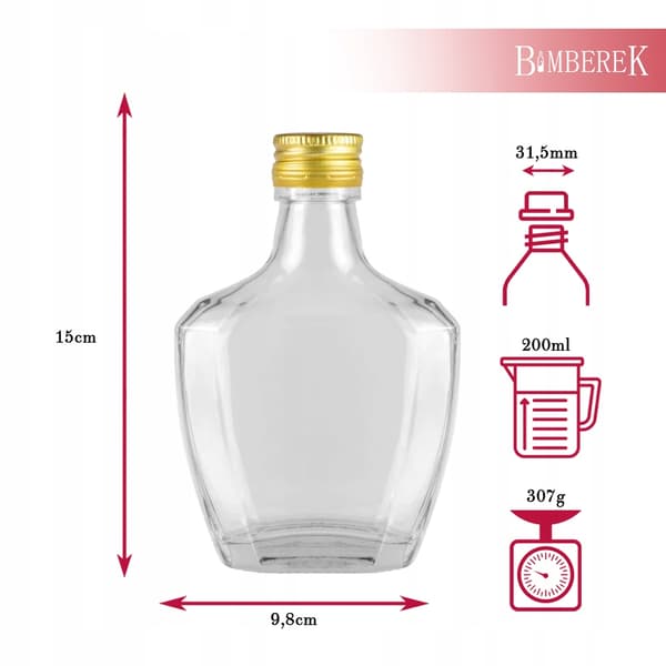 PASJO 200ML Glasflaska för VODKA MOONLIGHT WEDDING Flaskor för Likör Juice